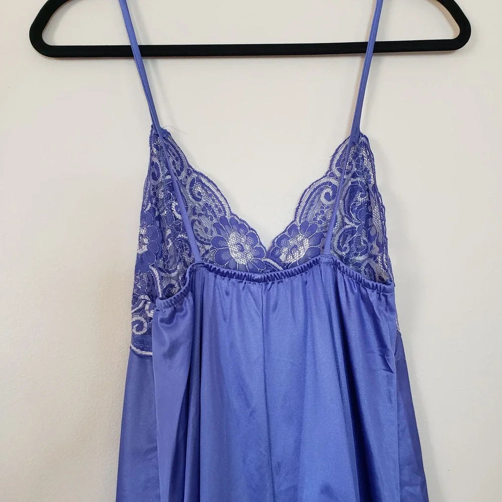 Vintage Petra Chemise Lingerie Periwinkle Lace Silky Various Sizes Available